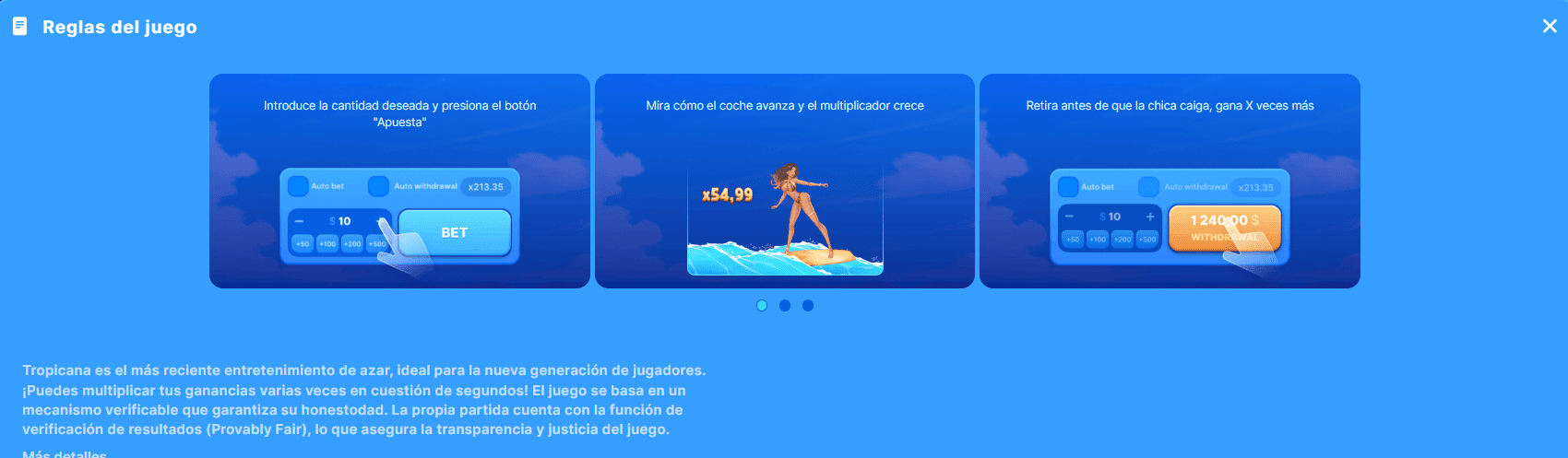 Tropicana 1win reglas